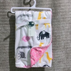 Sweet Lullaby Animal Print Baby Girl’s Blanket Pink Yellow Minky Soft Infant New